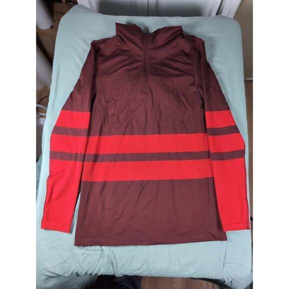 The North Face Red Stripe Secondskin SSK Seamless 1/4 Zip Hooded Pullover - Med - Picture 2 of 8
